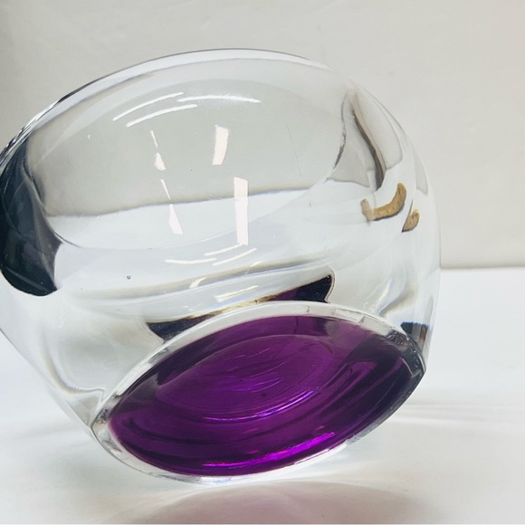 royal limited purple and clear lead crystal votive candle holder or trinket bowl - Picture 4 of 10